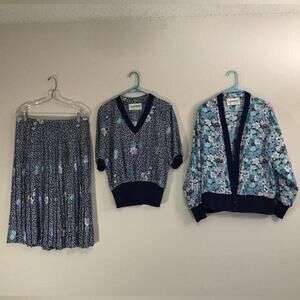 VTG Castleberry London New York 3 Piece Coord Set Approx Size L See Measurements